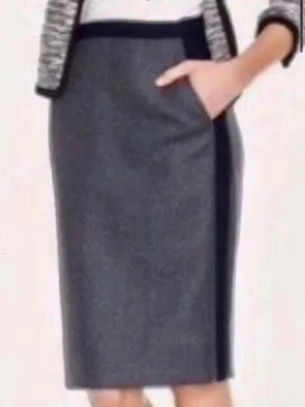 J.Crew gray wool pencil skirt with navy navy side panels US 2 #pencilskirt #work